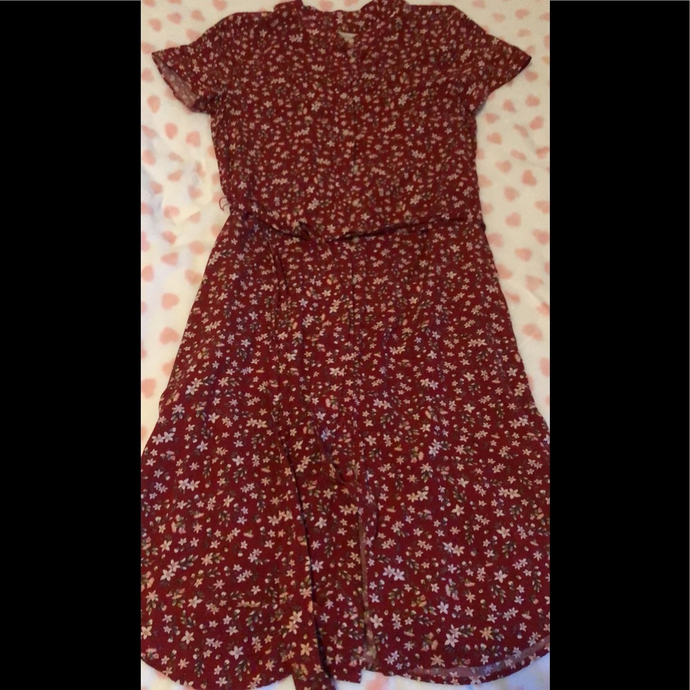 EUC Loft floral belted shirt dress size 4